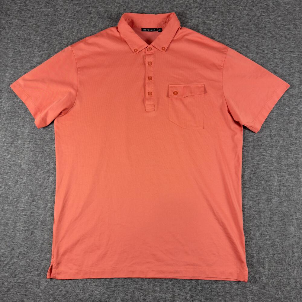 Devereux Polo Shirt Mens XL Coral Brunner Pima Cotton Golf Button-Down Collar